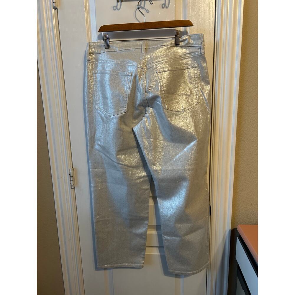 Old Navy Silver and Black Metallic Jeans Size 14 - Picture 7 of 10
